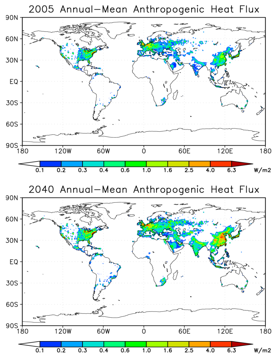 2005 annual-mean anthropogenic heat flux